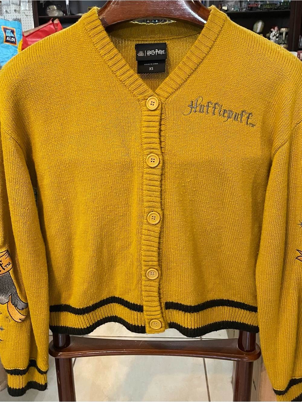Warner Bros. Hufflepuff Mustard Button-Front Cardigan
